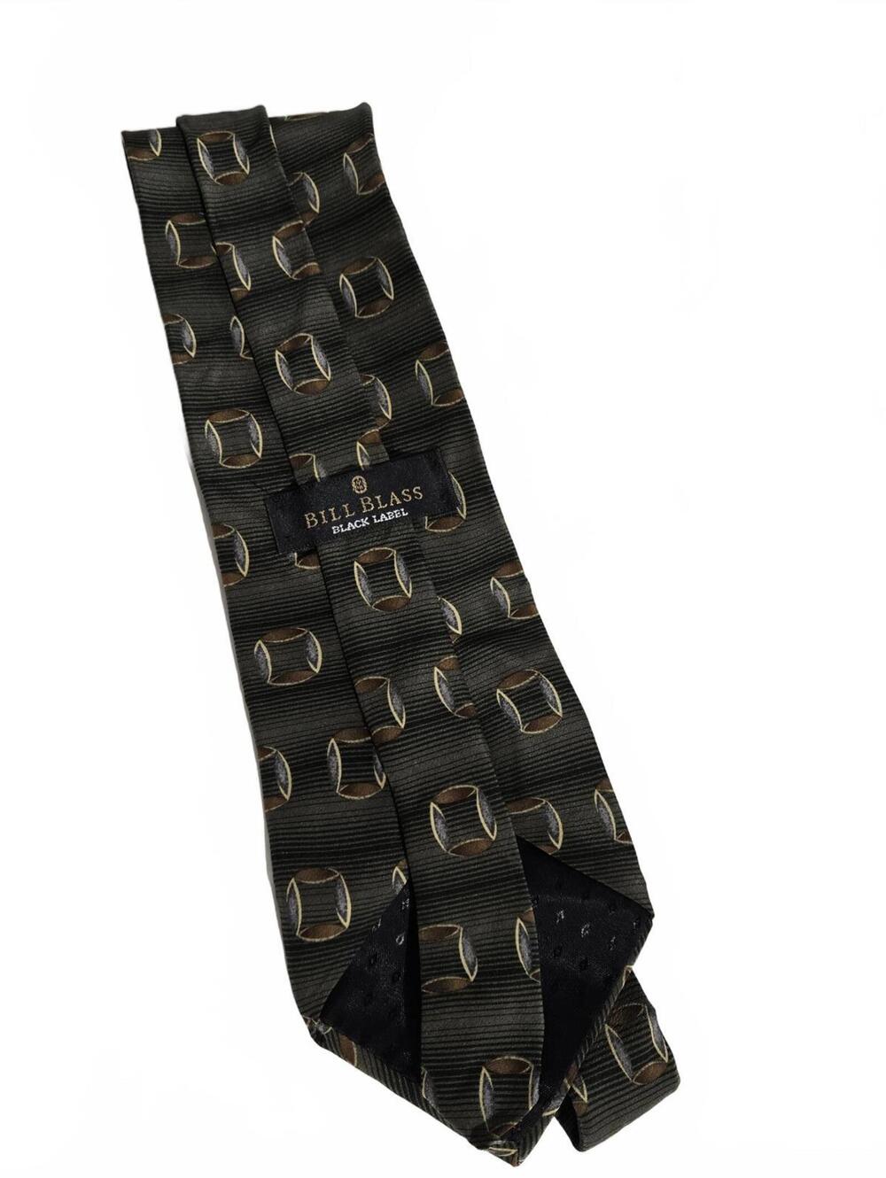 Necktie / Bill Blass Black Label / 58" / Vintage / Geometric Pattern